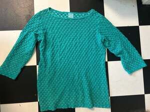 CMC Color Me Cotton Teal Textured Scrunch 3/4 Sleeve Top